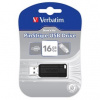 Verbatim USB flash disk, USB 2.0, 16GB, PinStripe, Store N Go, černý, 49063, USB A, s výsuvným konektorem