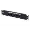 Digitus CAT 5e patch panel, nestíněný, 8 portů RJ45, 8P8C LSA, 1U, 254 mm (10 "), montáž do stojanu, bl, 482x44x109 DN-91508U