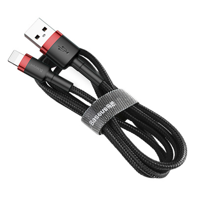 Baseus Cafule extra odolný nylonem opletený kabel USB / Lightning QC3.0 1,5A 2m black-red