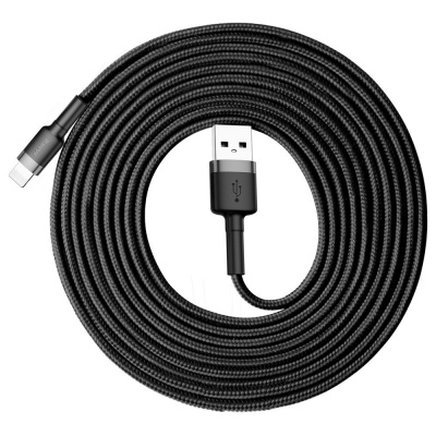 Baseus Cafule extra odolný nylonem opletený kabel USB / Lightning QC3.0 2A 3m black-gray
