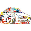 SAMOLEPKA Ford Mondeo karikatura pravá (83 - Sticker bomb) NA AUTO, NÁLEPKA, FÓLIE, POLEP, TUNING, VÝROBA, TISK, ALZA
