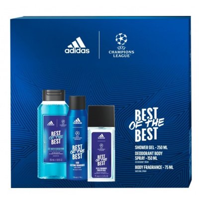 Adidas UEFA Best Of The Best - deodorant s rozprašovačem 75 ml + sprchový gel 250 ml + deodorant ve spreji 150 ml