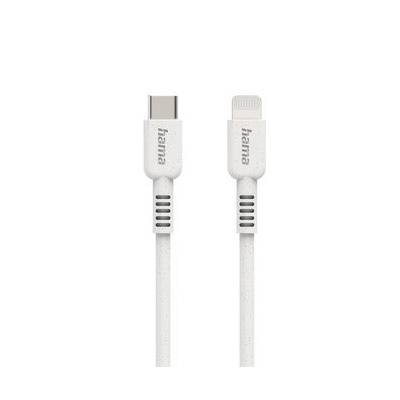 Hama Eco MFi kabel USB 2.0 pro Apple, USB-C – Lightning, 1 m, bílý