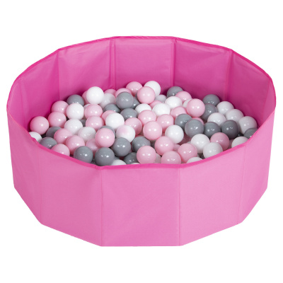 Petsona skládací kuličkový bazén pro psy kočky 100 míčků kulatý kočka králík hračka domácí zvířata pes bazén zvířata bazén přenosný, růžová:bílá/šedá/pudrově růžová