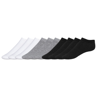 LIVERGY Pánské nízké ponožky s BIO bavlnou, 10 párů (39/42, bílá/šedá/černá)