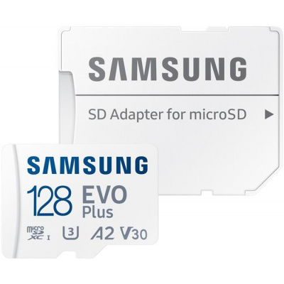 Samsung EVO Plus 128GB microSDXC karta, UHS-I U3 A2 + SD adaptér
