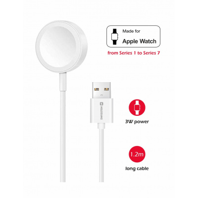 Swissten nabíjecí magnetický kabel pro Apple Watch, USB-A 1.2m