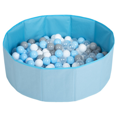 Petsona skládací bazén s míčky pro psy kočky 100 míčků kulatý kočka králík hračky domácí zvířata pes bazén zvířata bazén přenosný, modrá: šedá/bílá/průhledná/baby Modrá