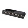 Digitus CAT 5e, patch panel třídy D, stíněný, 12 portů RJ45 8P8C, LSA, 1U, 254 mm (10 "), montáž do stojanu, černá - Digitus DN-91512S