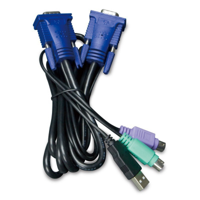 Kabel PLANET KVM-KC1-3 Kabel, KB/Video/Mouse, s USB pro KVM řady 210, integrovaný převodník USB-PS/2 KVM-KC1-3