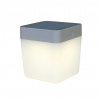LUTEC 6908001337 Solární venkovní LED stolní lampička TABLE CUBE, 1W, teplá bílá, IP44, stříbrná