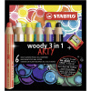 Pastelky STABILO Barevné tužky "Woody ARTY 3 in 1", 6 různých barev, kulatá, silná, STABILO (4006381547123)