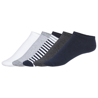 LIVERGY Pánské nízké ponožky, 5 párů (39/42, šedá / bílá / navy modrá)