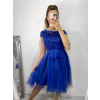 Šaty společenské krátké tylové krajkové dámské (S/M/L ONE SIZE) ITALSKá MóDA IMHMS23173/DUR Barva: Modrá královská, Velikost: M/L
