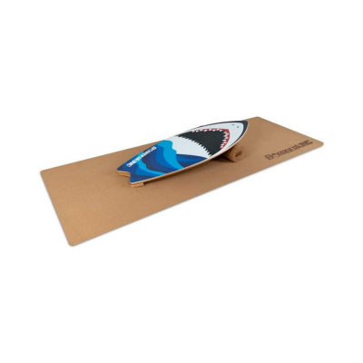 BoarderKING Indoorboard Wave, balanční deska, podložka, válec, dřevo/korek (FIA2-Shark)