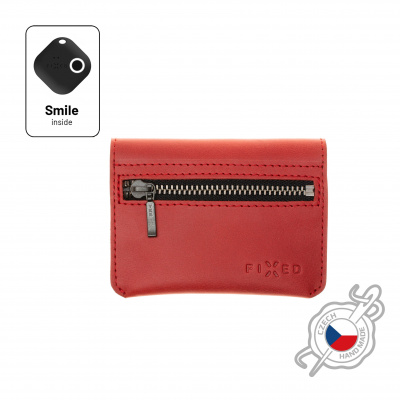 Kožená peněženka FIXED Smile Tripple se smart trackerem FIXED Smile Pro, červená FIXSM-TR2-RD
