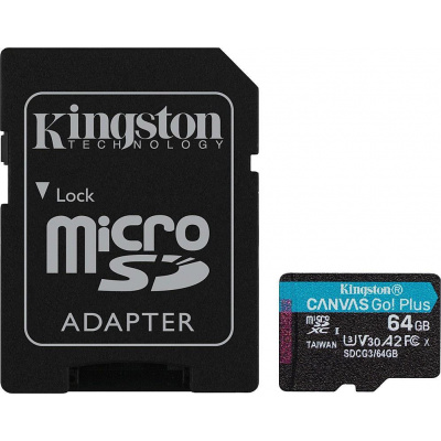 Pamětová karta microSDHC Kingston microSDXC UHS-I U3 64GB + adaptér SDCR/64GB