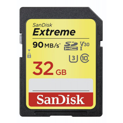 SanDisk SDHC Extreme 32GB 90 MB/s Class 10 UHS-I U3 V30 (173355)