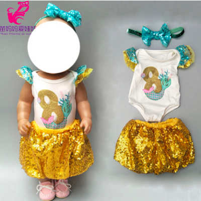 Mix oblečení na Baby Born panenku Variace: Body, zlatá sukně a čelenka