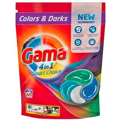Gama Kapsle na praní 60ks 1320g 4v1 Smart Choice Colors Dark