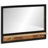 Petrashop Zrcadlo s policí 80x8x55 cm sklo a masivní mangovníkové dřevo Hnědá 358579