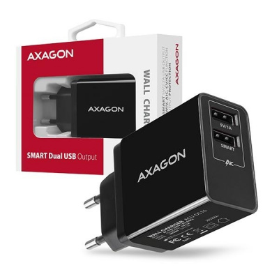 AXAGON , SMART nabíječka do sítě, 2x USB výstup 5V/2.2A + 5V/1A, 16W ACU-DS16 - AXAGON ACU-DS16