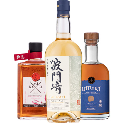 Set Umiki Whisky + Kamiki Sakura Wood Whisky + Hatozaki Japanese Pure Malt (set 1 x 0.5 l, 1 x 0.5 l, 1 x 0.7 l)