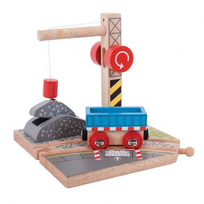 Bigjigs Rail dřevěná vláčkodráha - Jeřáb se štěrkem