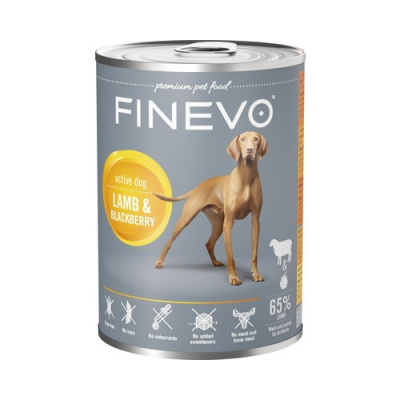 Konzerva pro psy FINEVO Active Dog jehněčí s ostružinami 400 g