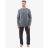 GINA pánské pyžamo dlouhé pánské, šité, s potiskem Pyžama 2022 79131P - šedá černá L, vel. L, šedá černá