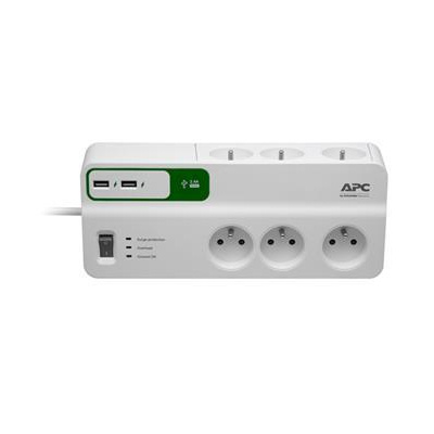 APC Essential SurgeArrest 6 outlets with 5V, 2.4A 2 port USB charger, 230V Czech (PM6U-FR)