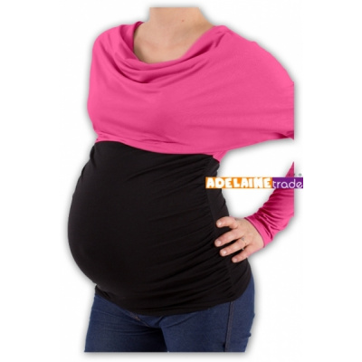 Be MaaMaa Těhotenská tunika VODA DUO - růžovo-černý (barva: Růžova -černá, rozměr S/M)