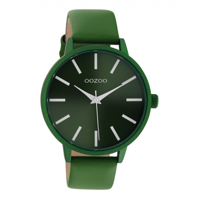 Oozoo Dámské náramkové hodinky Vintage analogové kožené tmavě zelené UOC10873