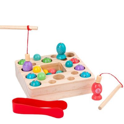 Ljianglishnw Magnetická rybářská hra Montessori hračka, dětská hračka, dřevěná motorická hračka, dřevěná hračka, 2 3 4 5 let dárek pro děti