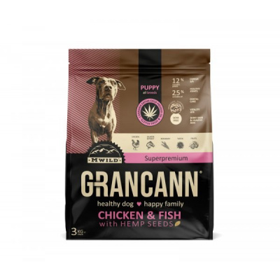 Granule pro psy Grancann Chicken & Fish with Hemp seeds-Puppy all breeds - 3 kg