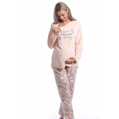 Luxusní pyžamo těhotenské a kojící 1D1013 růžová 3XL + První výměna zboží zdarma.
