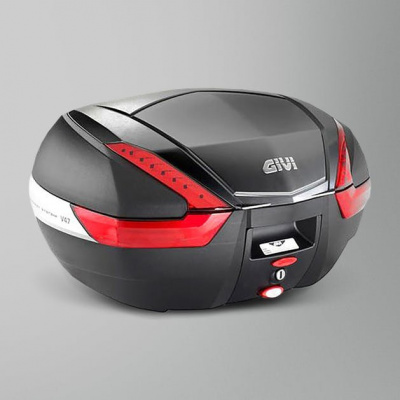 Kufr na motorku GIVI V47NN Topcase 47L s červenými odrazkami a černo/carbonovým víkem