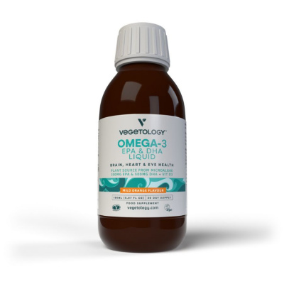 Vegetology Omega-3 Liquid EPA a DHA, s vitaminem D, 150 ml>
