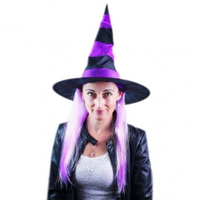 Klobouk čarodějnice s vlasy / Halloween RAPPA