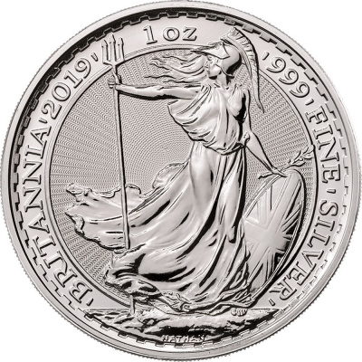 Royal Mint UK British Britannia stříbrná mince 1oz 2019