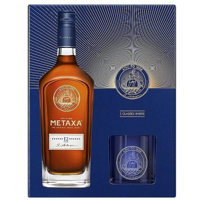 METAXA 12* 40% 0,7L (dárkové balení 2 sklenice)