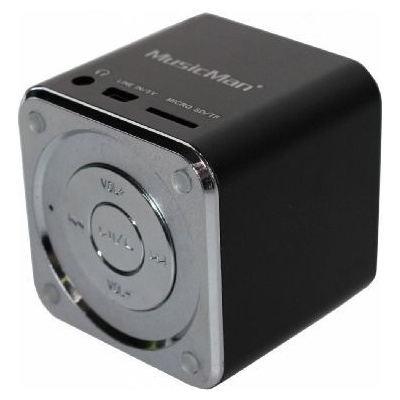 Technaxx Mini MusicMan / Přenosný reproduktor / baterie 600 mAh / USB / microSD / až 8h / černý (3527)