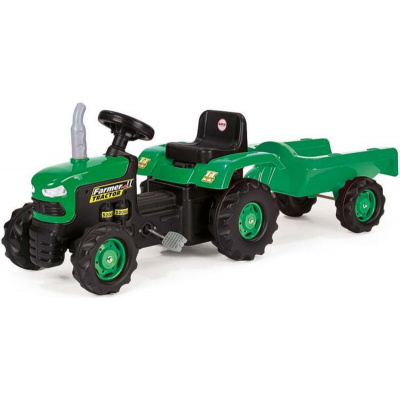 Dolů Dětský traktor šlapací s vlečkou, zelený