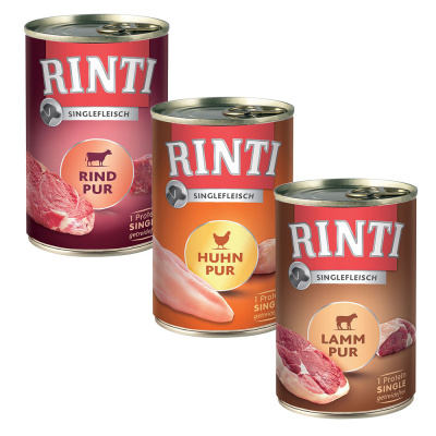 RINTI Singlefleisch 6 x 400 g - Mix, 3 druhy - hovězí, kuřecí, jehněčí