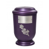 Pohřební Plastová urna na popel, oválné prohlé víčko, fialová, štítek č. 52, 100 x 50, růže