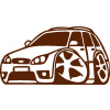 SAMOLEPKA Ford Mondeo combi karikatura levá (15 - hnědá) NA AUTO, NÁLEPKA, FÓLIE, POLEP, TUNING, VÝROBA, TISK, ALZA