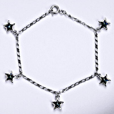ČIŠTÍN s.r.o Stříbrný náramek se Swarovski krystaly bermuda blue, hvězda, R 1326 5990