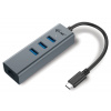 USB Hub I-TEC Metal 3 porty USB 3.0 + RJ-45 USB Hub, externí, USB 3.1 Type C na 3× USB 3.0, 1× RJ-45 Gigabit Ethernet, šedý C31METALG3HUB