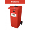 Červená plastová popelnice na baterie DOPNER 240 l se zámkem a vhozem