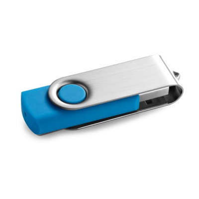 CLAUDIUS 4GB. 4 GB USB flash disk s kovovým klipem - Světle modrá